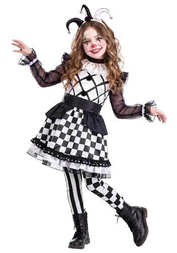 Girls Wicked Black Jester Costume 1