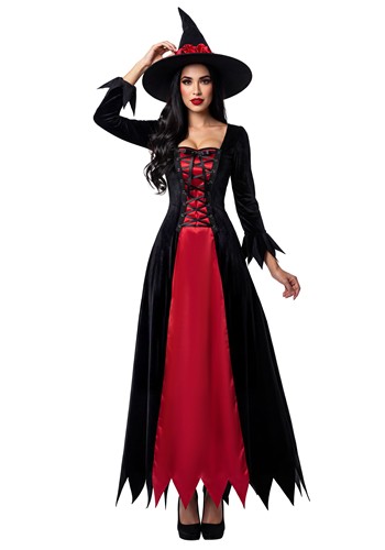 Womens Laced Red Witch Costume Dress 1