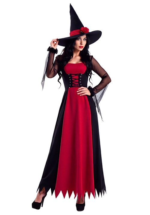 Womens Black and Red Witch Costume Dress