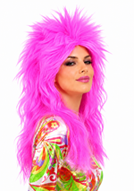Womens 80s Rocker Pink Punk Wig Alt 1