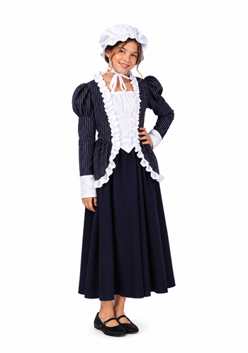 Girls Colonial Pinstriped Peasant Costume