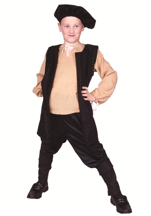Boys Renaissance Black Vest Costume