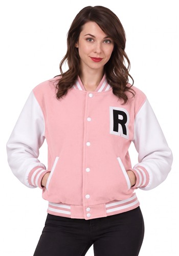 Womens Pink Letterman Jacket Costume 1