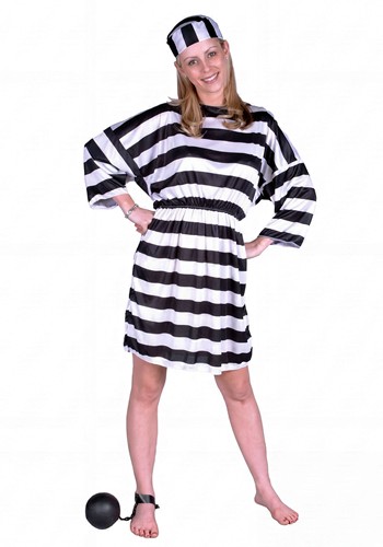 Plus Size Convict Lady Striped Costume