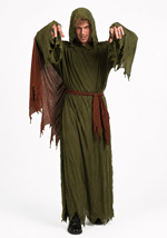 Mens Olive Hooded Spooky Robe