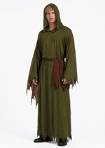 Mens Olive Hooded Spooky Robe Alt 1