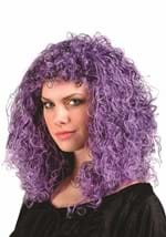 Womens Curly Black Purple Costume Wig