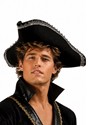 Adult Black Velvet Tricorn Pirate Hat