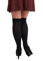 Womens Black Opaque Knee Highs Stockings Alt 2