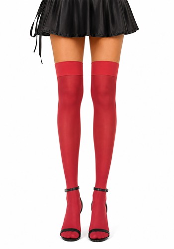 Womens Red Opaque Knee High Stockings
