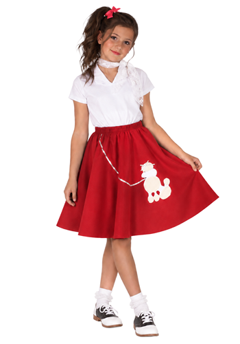 Girls Red Poodle Skirt with Shirt Costume
