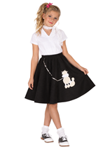 Girls Black Poodle Skirt with Shirt Costume