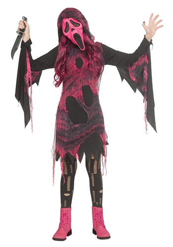 Girls Pink Gauze Ghost Face Costume