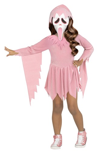 Girls Toddler Pink Ghost Face Costume