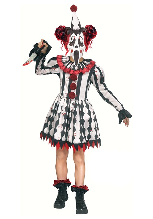 Girls Harlequin Ghost Face Costume