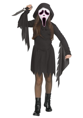 Girls EL Light Up Ghost Face Costume