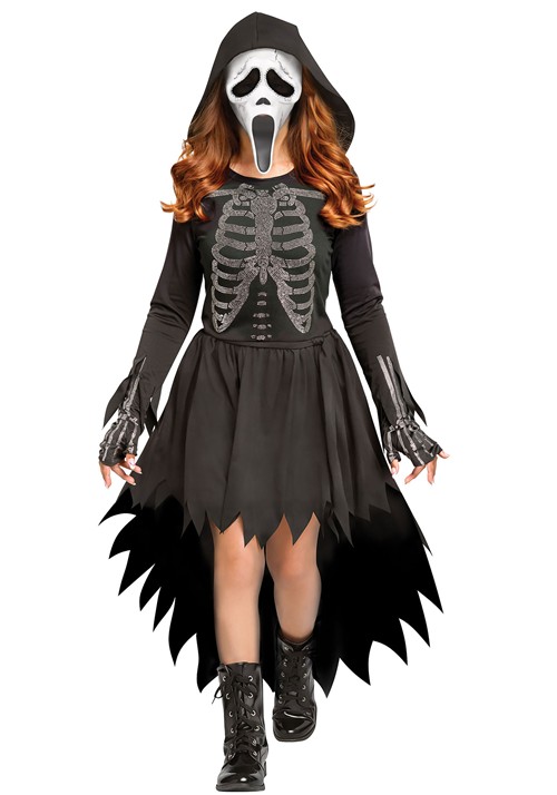 Girls Skele Stone Ghost Face Costume