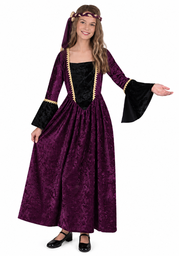 Girls Renaissance Purple Maiden Costume Dress