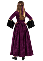 Girls Renaissance Purple Maiden Costume Dress Alt 1