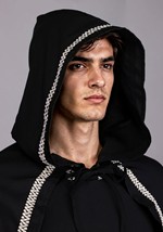 Medieval Warlock Black Velvet Hooded Robe Costume Alt 3