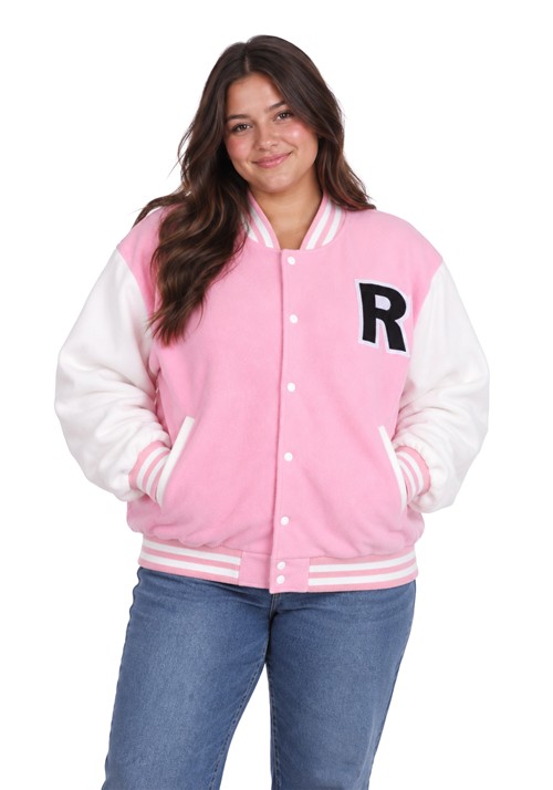 Womens Plus Size Pink Letterman Jacket Costume