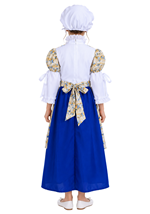 Kids Floral Colonial Girl Blue Costume Dress Alt 1