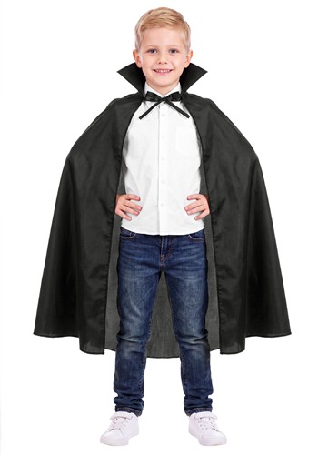 Kids Black Taffeta Costume Cape