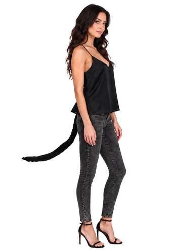 Black Plush Cat Costume Tail Accessory