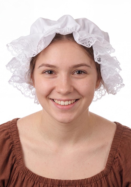 Womens White Costume Mobcap Accessory