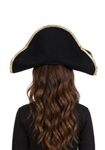 Kids Black Felt Pirate Hat with Gold Trim Alt 1