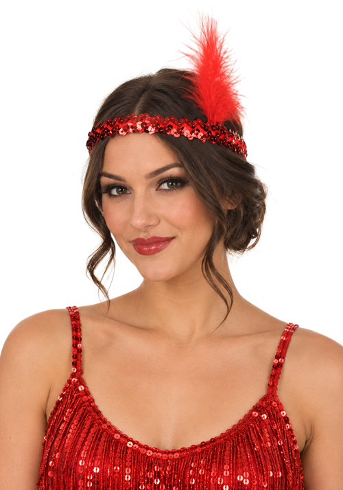 Womens Flapper Red Sequined Headband Accessory