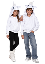 Child White Unicorn Hoodie Costume Alt 1