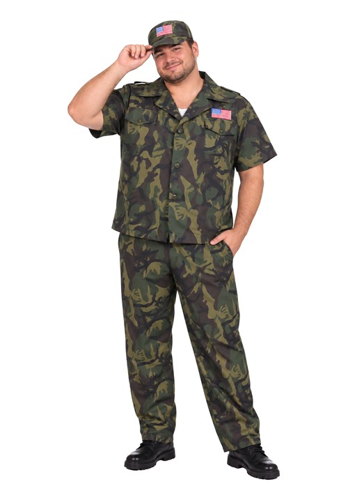 Plus Size Commando Camouflage Costume for Men