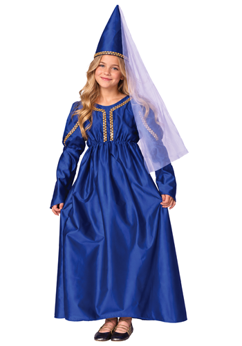Girls Blue Medieval Princess Costume Dress