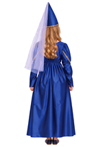 Girls Blue Medieval Princess Costume Dress Alt 1