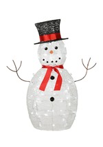 White Light Up Sisal Snowman Decoration Alt 1