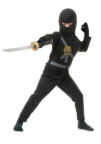 Click Here to buy Kids Black Ninja Master Costume from HalloweenCostumes, CDN Funds & Shipping