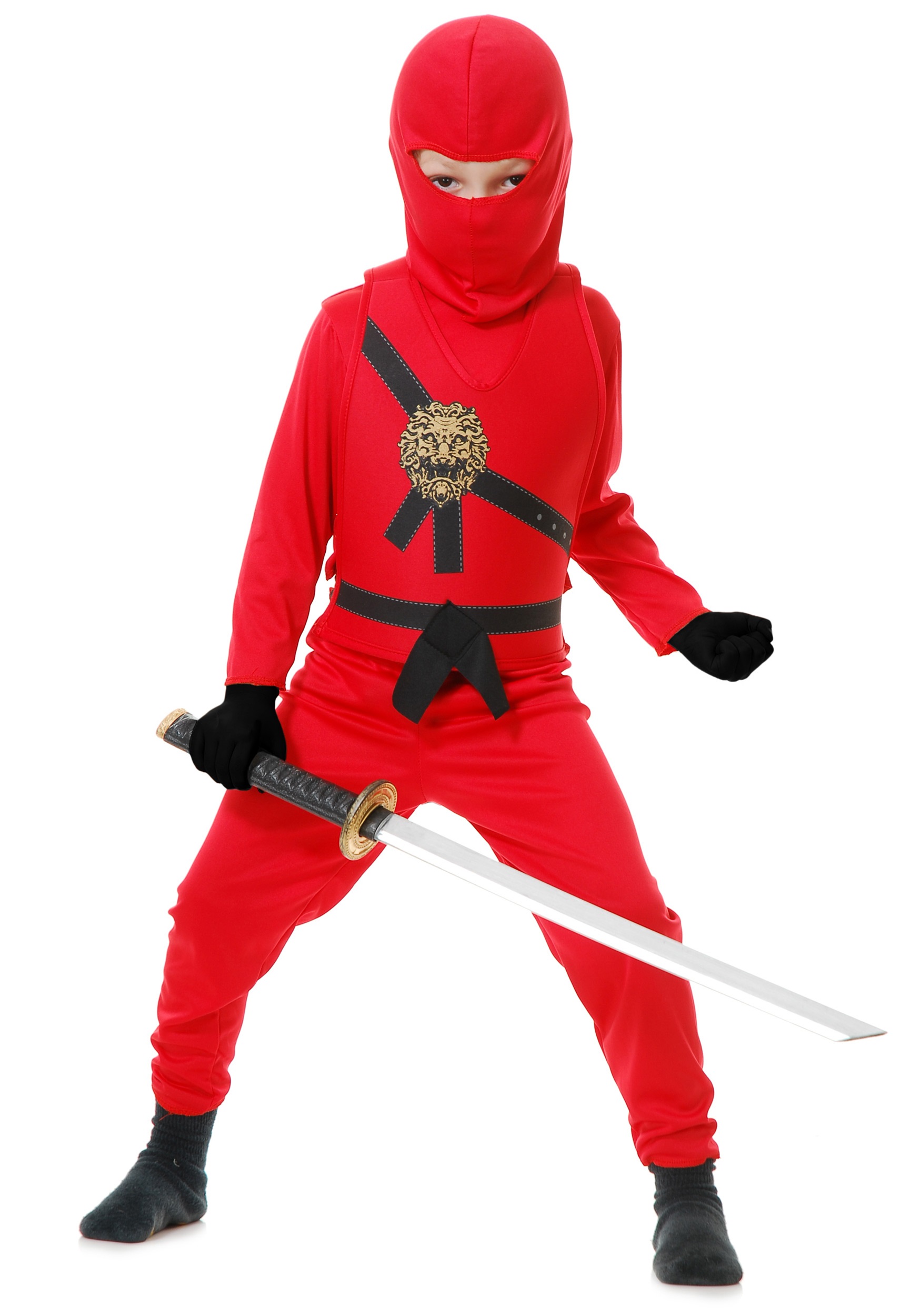 Child Red Ninja Master Costume , Ninja Warrior Costume