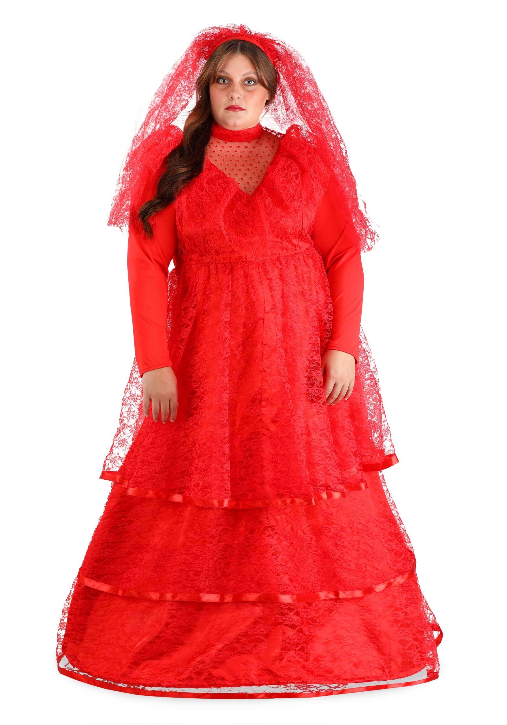 Women's Plus Size Red Gothic Wedding Dress Costume | Beetlejuice Costumes