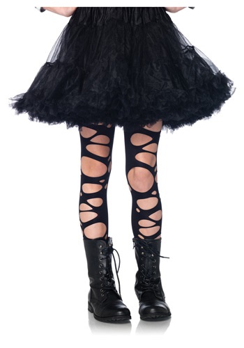 Click Here to buy Girls Tattered Gothic Tights from HalloweenCostumes, CDN Funds & Shipping