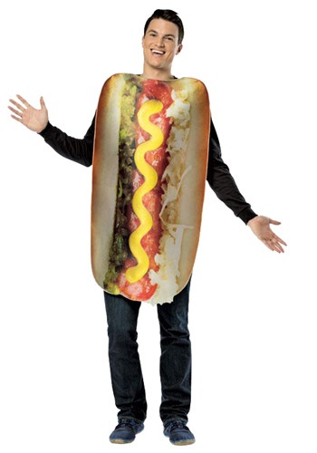 Click Here to buy Adult Get Real Loaded Hot Dog Costume from HalloweenCostumes, CDN Funds & Shipping