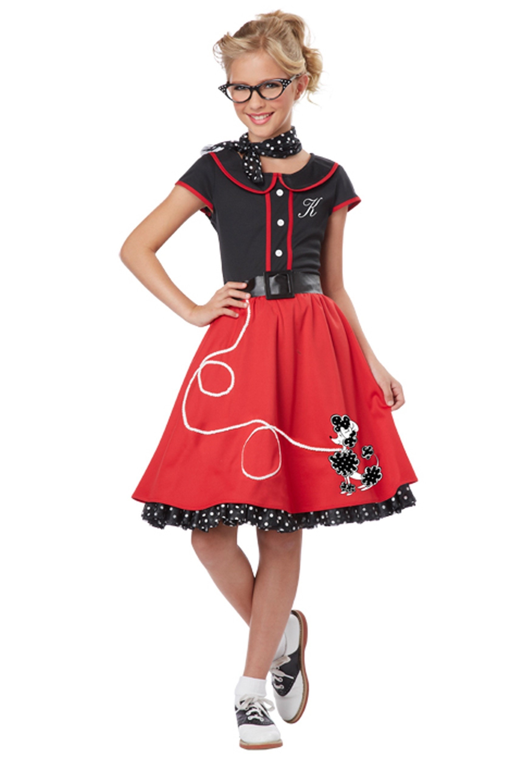 Girls Red 50s Sweetheart Costume , Decade Costumes