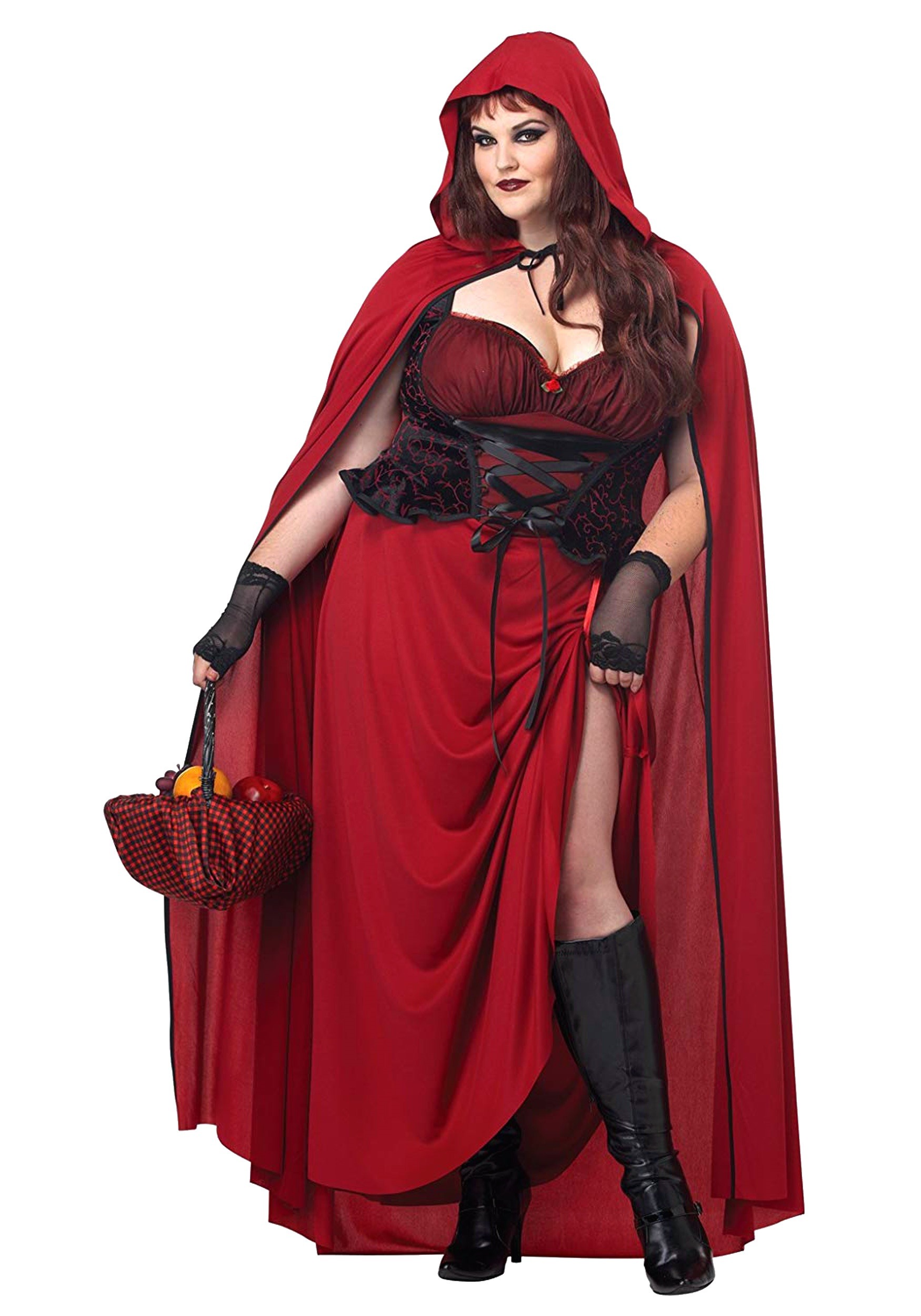 Women's Plus Size Dark Red Riding Hood Costume Dress