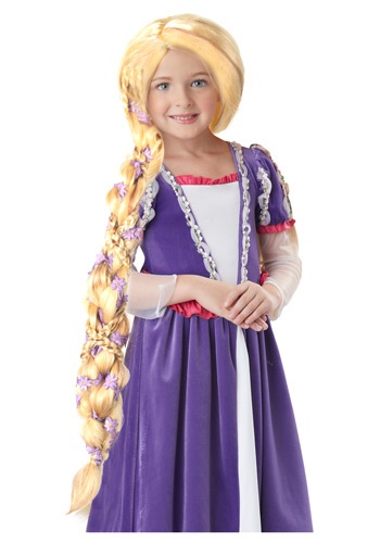 Click Here to buy Kidsrens Rapunzel Costume Wig with Flowers from HalloweenCostumes, CDN Funds & Shipping