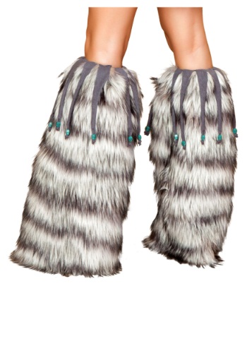 Fur Costume Leg Warmers with Beads