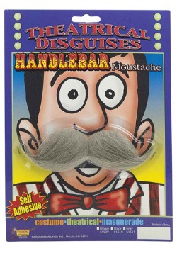 Grey Handlebar Mustache
