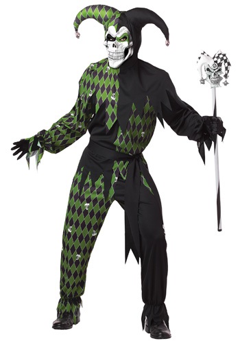 Click Here to buy Mens Green Scary Jester Costume from HalloweenCostumes, CDN Funds & Shipping