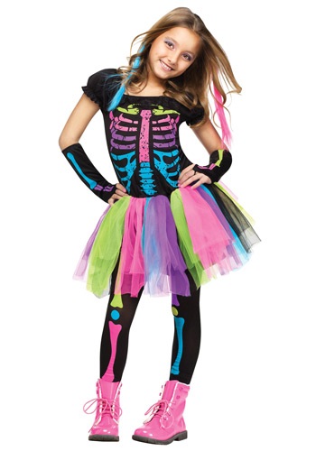 Click Here to buy Girls Funky Punky Bones Costume from HalloweenCostumes, CDN Funds & Shipping