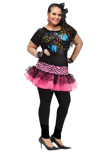  80s Pop Party Womens Costume, Small/Medium, Black/pink : Toys &  Games