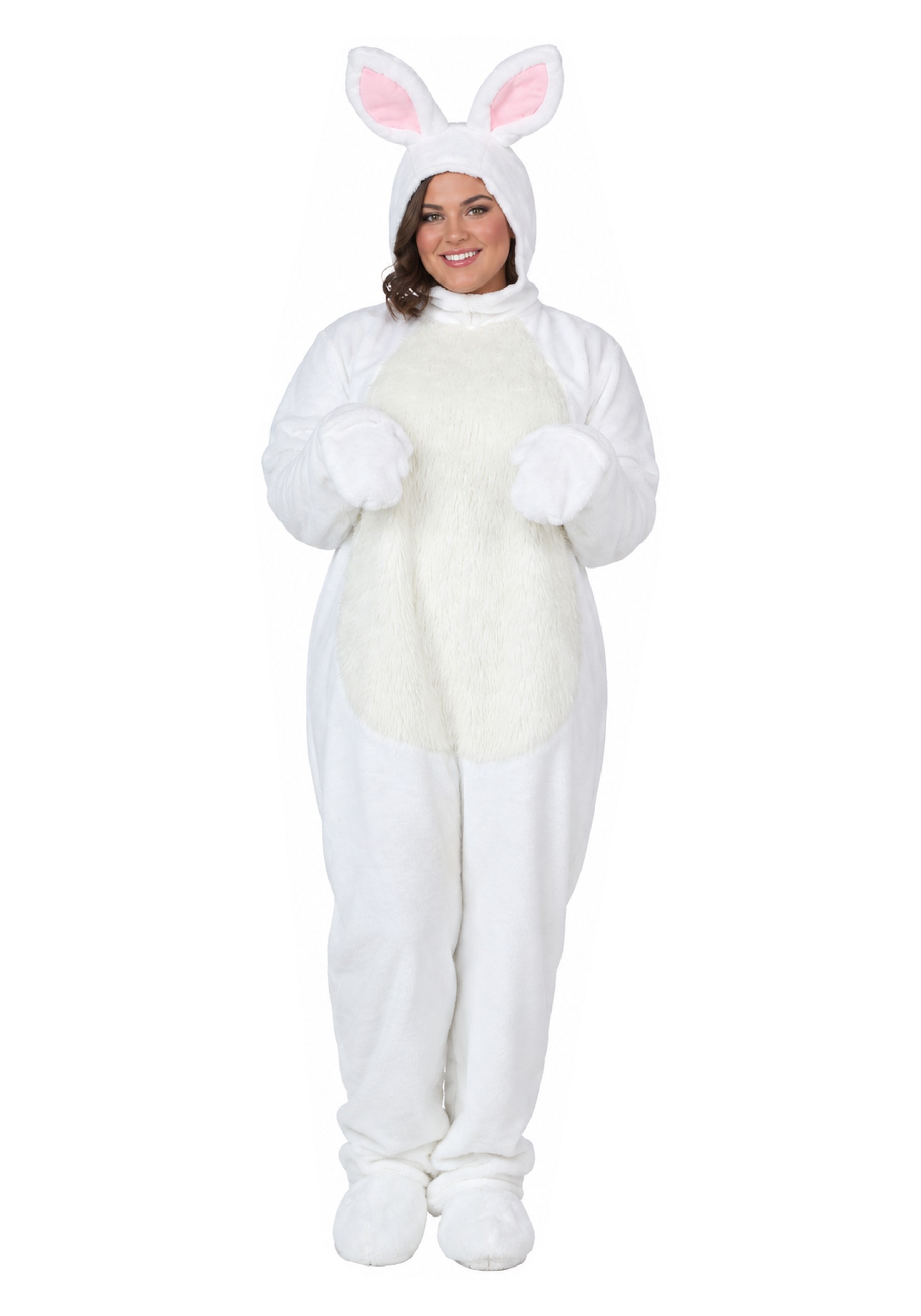 Plus Size Open Face White Bunny Adult Costume | Bunny Costumes